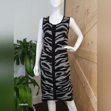 SIONI Size M Women's Black And Light Gray Bodycon Knit Dress