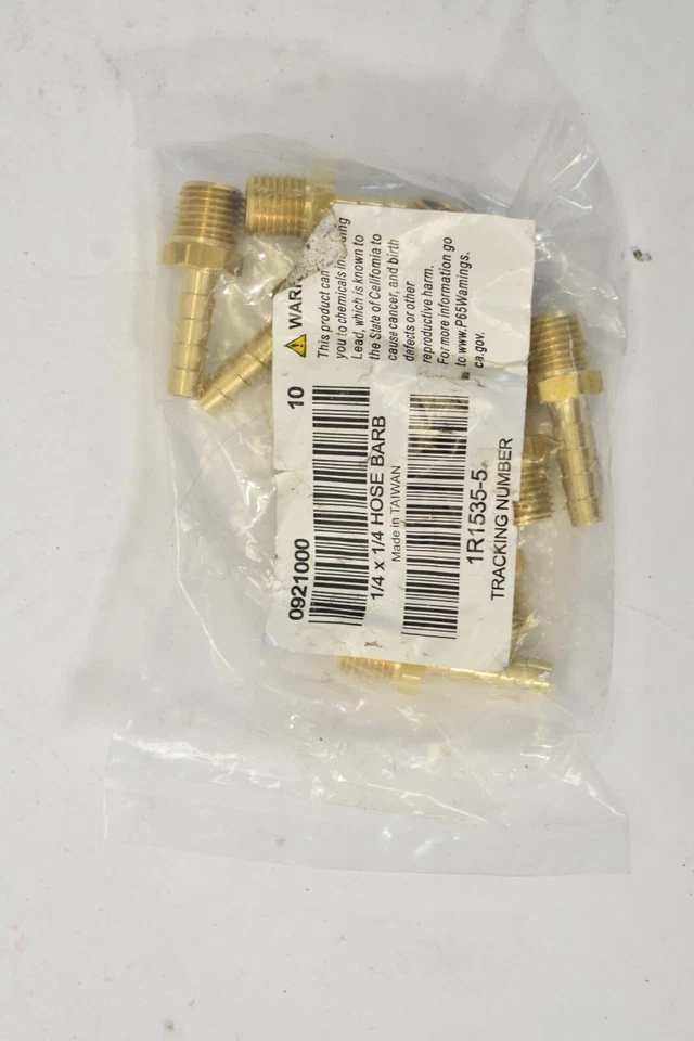 10 Pack 1/4" x 1/4" Hose Barb Fittings Brass 92100 Replacement Hardware Units - Image 3 of 4
