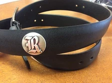 Men's Black Genuine Leather Belt with Rice University Conchos 46 R+