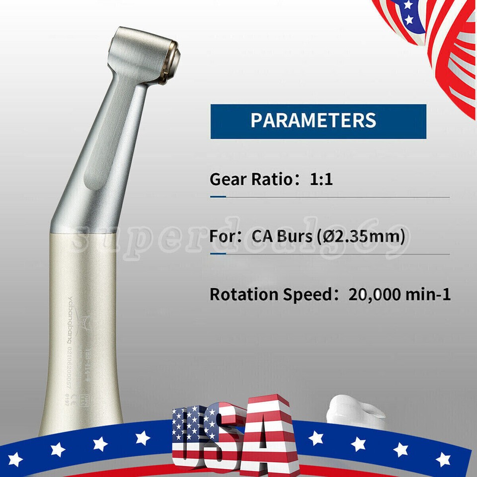 Dental Low-Speed Handpiece With Contra Angle & Straight Nosecone – E-Type 4-Hole Air Motor For Lab & Clinical Use 5 thumbnail image