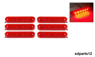 6 Feux de Gabarit Position Arriere LED Rouge 12V 24V pour Camion Remorque Bus - Photo 1/3