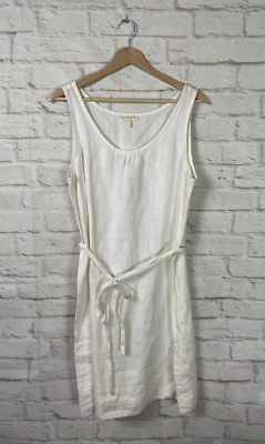 NEW Eileen Fisher Womens Off White Sleevless Linen Dress Size Petite Large  | eBay