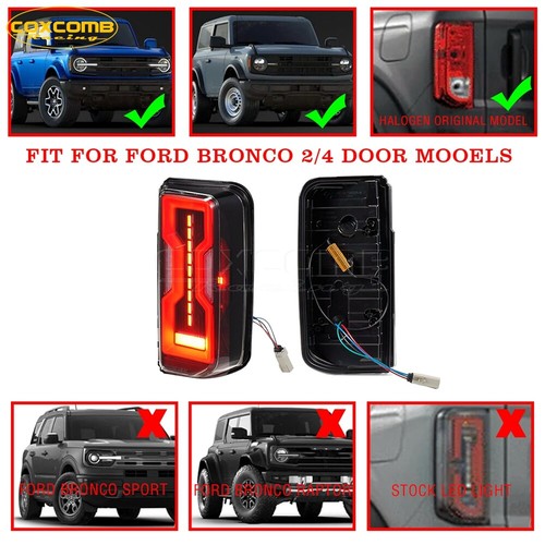 Clear LED Tail Lights Brake Signal Reverse Lamp For 21-24 Ford Bronco 2/4 Door - Picture 10 of 11