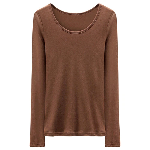 Damen-T-Shirt U-Ausschnitt Netz Langarm Stretch Basisschicht Oberteil schmale Passform Freizeit - Bild 5 von 20