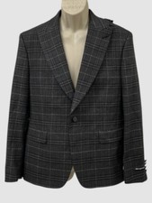 Karl Lagerfeld Men's Black Plaid Modern Fit Sport Coat Blazer Jacket Size 40S
