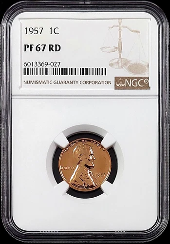 1957 Proof Lincoln Cent certified PF 67 RD by NGC!  sku 69027