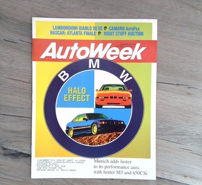 AutoWeek Magazine Nov 1993 Lamborghini Diablo BMW M3 850CSi NASCAR Crain