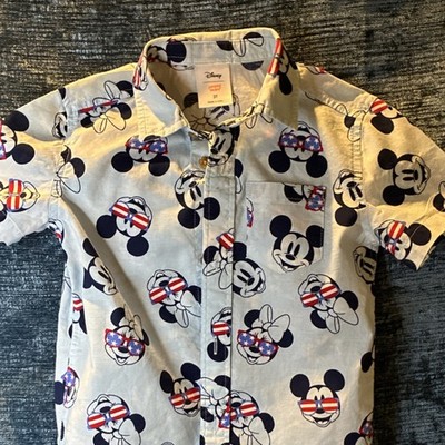 Disney Jumping Beans 3T Mickey Minnie Mouse Patriotic Cartoon Shirt 100% Cotton