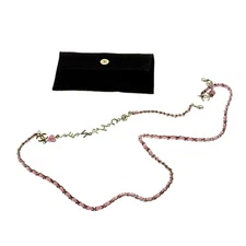 CHANEL SUNGLASSES PINK LEATHER CHAIN PEARL CRYSTAL DARK GREY METAL RUNWAY