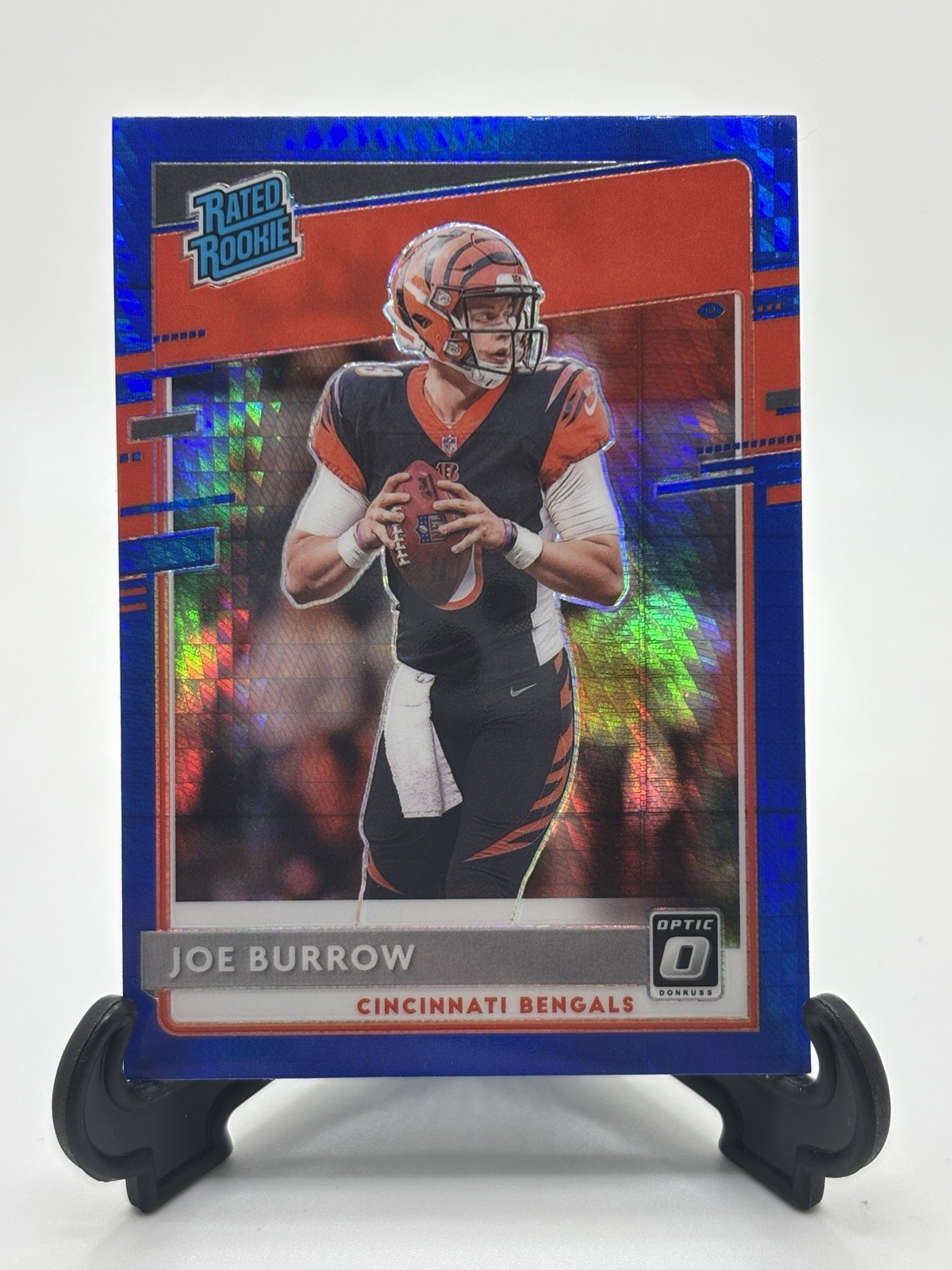 2020 Donruss Optic Blue Hyper Joe Burrow RC Rated Rookie #151 Prizm
