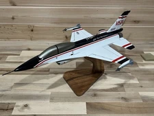 Hand Crafted Mahogany Wood F-16 USAF Simulator 18” Table Top Model NEW Damaged