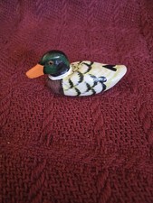 Country Lodge Decor Handmade Painted 4" Wood Mallard Duck Figurine Shelf Sitter