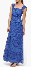 JS Collections Odessa Floral Embroidery Gown Sapphire Blue 298 New Size 14