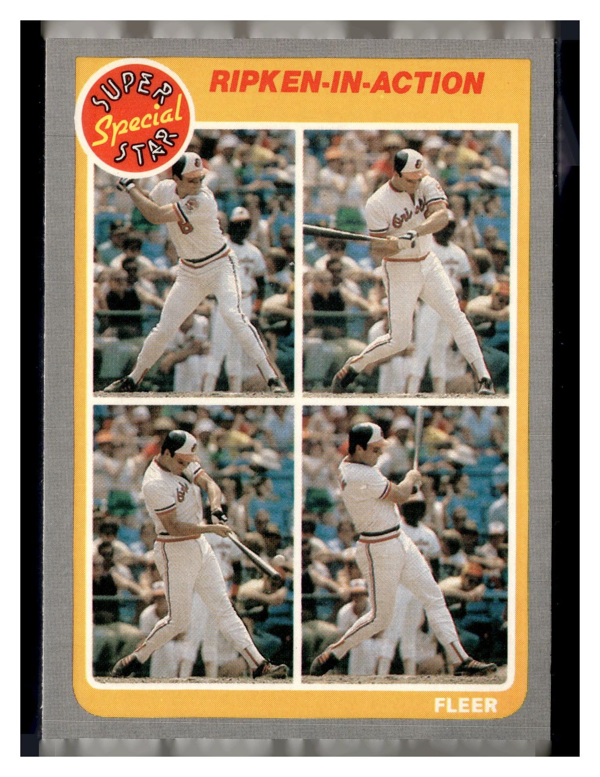 1985 Fleer #626 Ripken-in-Action