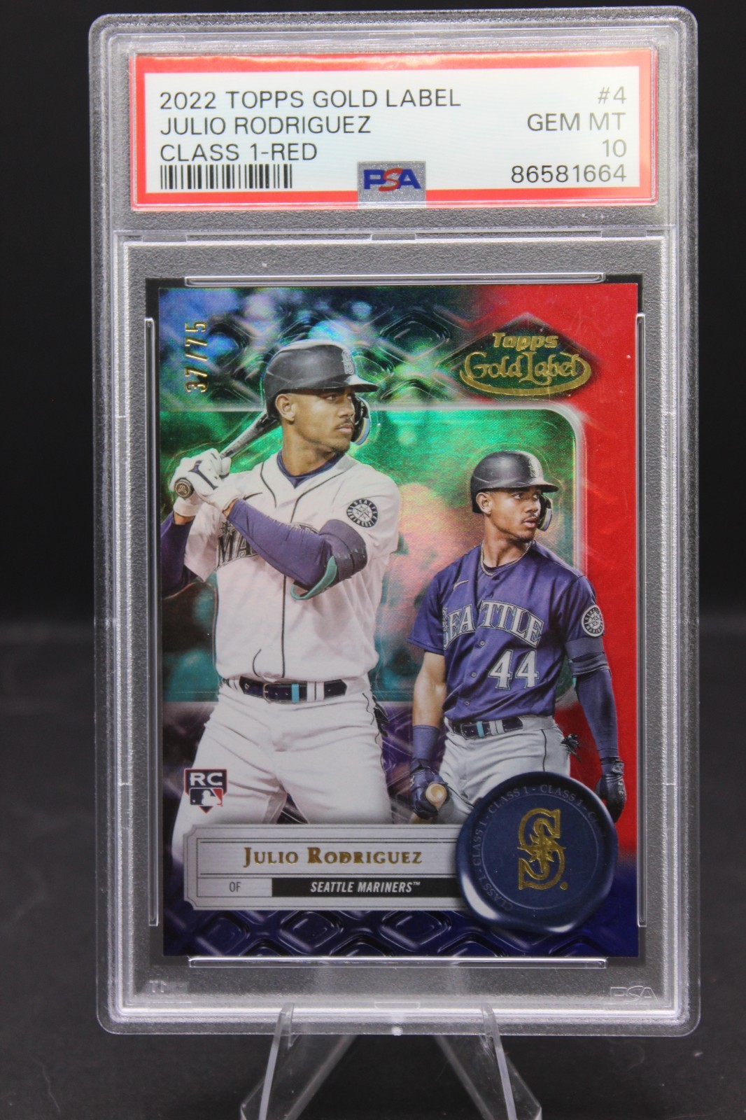 Julio Rodriguez 2022 Gold Label RC Class 1 Red /75 PSA 10 Mariners Baseball