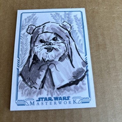 2016 Star Wars Masterwork SKETCH AUTO ARTIST 1/1 EWOK Jacobs RARE Card (f3)
