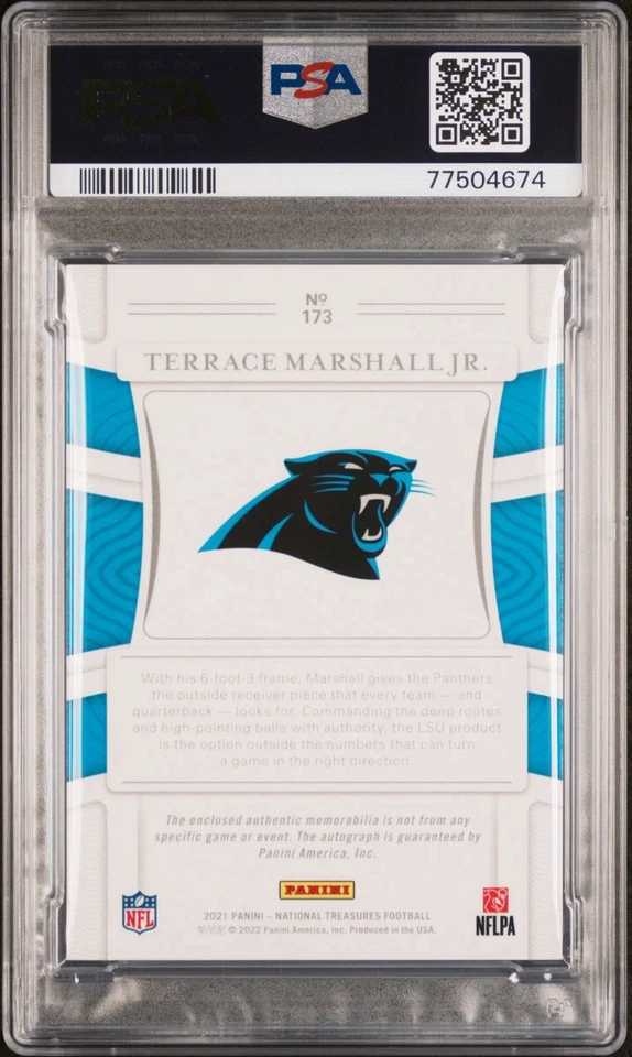 2021 National Treasures Terrace Marshall Jr Rookie On Card Auto True PSA 10 /99 - Image 2 of 2