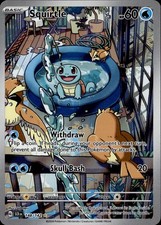 148 142 pokemon card Squirtle 148-142 IR AR Stellar Crown Extended Art Display Cases RarityIllustration Rare Hit Points60 HP Water Withdraw Flip a coin Pokemon Card | Squirtle 148/142