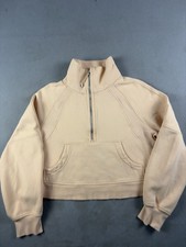 Lululemon Scuba Oversized Cropped Sweatshirt Women's M/L Peach Orange Half Zip
