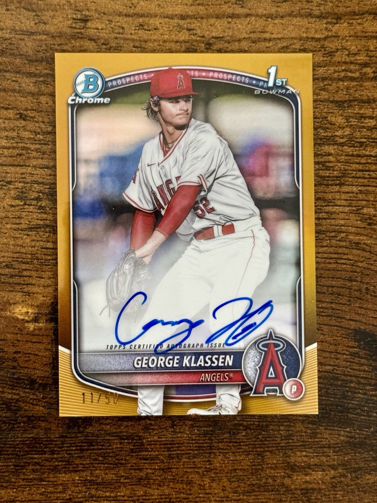 💥George Klassen💥2025 Bowman Chrome 1st True Gold Refractor Auto /50🔥