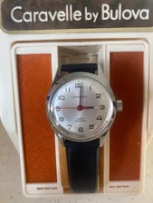 Vintage "NEW OLD STOCK' Bulova Caravelle Men's watch (1977)Man Wind,Silver dial