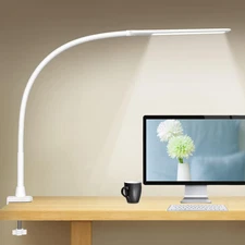 LED Desk Lamp with Clamp,Flexible Gooseneck Architect Table Lamp - 5 Brightness