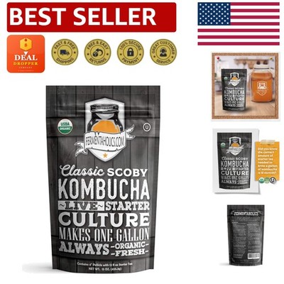 Live Kombucha Starter Culture - 1 Pack with 1.5 Cups Strong Tea for Brewing