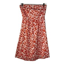 J.Crew Orange Red Leaf Print Fit & Flare Sundress Women's 0 Strappy Mini Dress