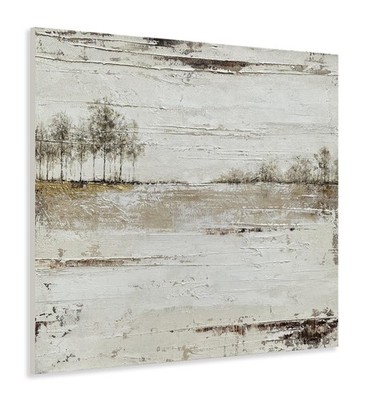 Tree Wall Art - Hand Painted Textured Square Canvas with Gold Foil Accents