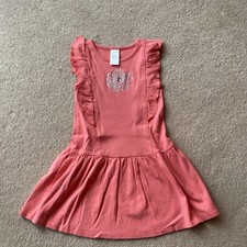 GYMBOREE SOFT COTTON GIRLS SLEEVELESS DRESS,3, SPARKLY FLOWER FRONT TOP, RUFFLES