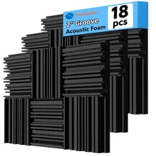 Thick Acoustic Foam Panels, 12 X 12 X 2 Inch 18 Pcs Broadband Sound Absorbing...
