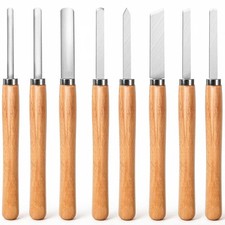 8 Piece Heavy Duty Wood Turning Chisel Set, Lathe Chisel Cutting Tools, 3 G...