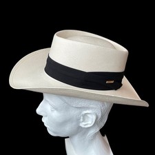 Stetson Gambler Hat Shantung Panama 6 3/4 (54) USA Made Straw Cowboy Western