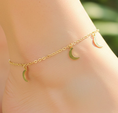 Elegant Gold Color Moon Anklet 18K Gold Plated Designer Anklet Handmade Jewelry