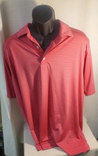 FootJoy Shirt Mens XL Grapefruit Pink Short Sleeve Performance Golf Polo Striped