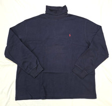 vtg 90s Ralph Lauren POLO Turtleneck Shirt Men XL X-LARGE Navy Blue PONY Cotton