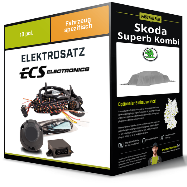 Elektrosatz 13-Pol Spezifisch für Skoda Superb Kombi 11.2023-Jetzt NEU Inkl. EBA-image