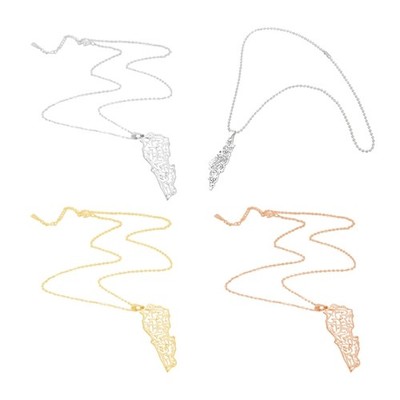 Lebanon Map Pendant Necklace Adjustable Length Clavicle Chain for Women and Men