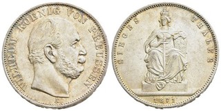 FITZ Germany Prussia Wilhelm Victory Thaler 1871 Berlin Silver Coin ØIVO589