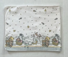 Vintage Mount Vernon Mills Baby Receiving Blanket Nursery Rhyme Theme Cotton