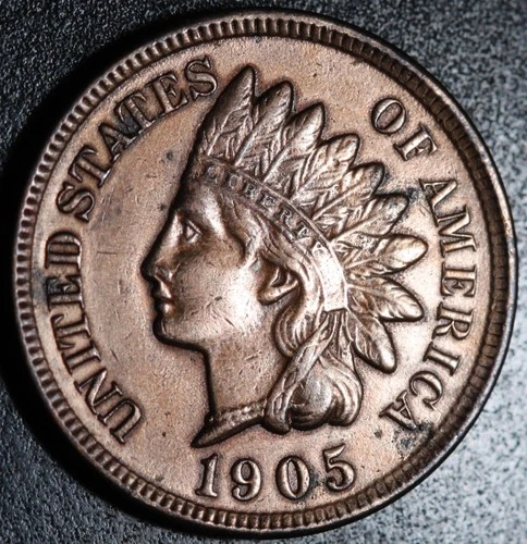 1905 INDIAN HEAD CENT - With LIBERTY & Near 4 DIAMONDS - AU UNC