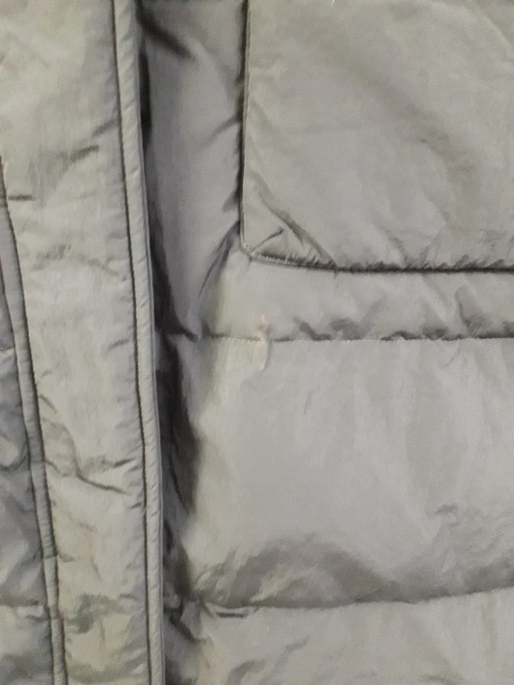 M&S Women's Shower Resistant Longline Puffer Coat Faux Fur Trim Green Size 16 F2 - Image 4 of 4