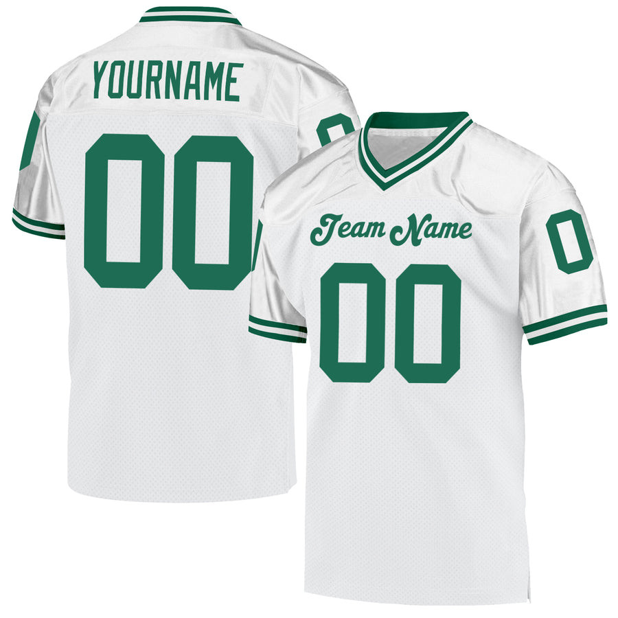Custom White and Kelly Green Mesh Vintage Football Jersey  