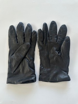 Lord & Taylor Womens 7.5 Black Leather Gloves Cashmere Lining Old Money Timeless