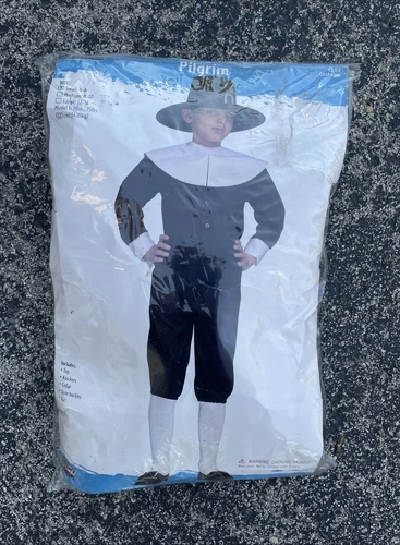 Fun World Pilgrim Boy Costume Kids SM 4-6 Top Knickers Collar Hat Shoe Buckles