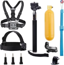 VVHOOY Universal Action Camera Accessories Bundle Head Chest Strap Mount/Selfie