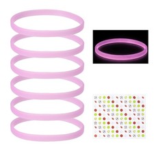 Glow in the Dark Silicone Bracelet Wristbands with Stickers 6 Pcs  Light Purple