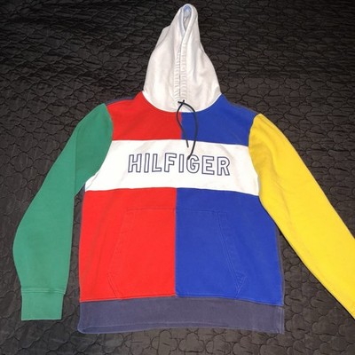Vintage Y2K Tommy Hilfiger Colorblock Hoodie Jacket Size Large Preppy Streetwear