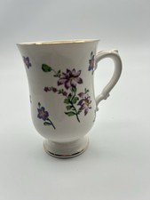 VTG Royal Victoria Fine Bone China Pedestal Mug ROV8 Scattered Purple Violets