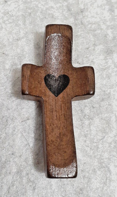2'' Wooden Pocket Cross Fidget Worry Thumb Cross Stress Relief Black Walnut